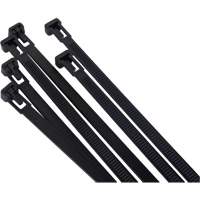 Attache-c&acirc;ble r&eacute;utilisable, Longueur 8", R&eacute;sistance &agrave; la traction 50 lb, Noir NRZ Safety Inc.