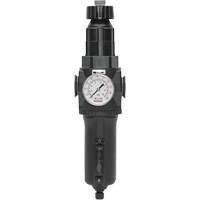 Manual Drain Filter/Regulator with Metal Bowl & Gauge Modulair 400, 1/2" NPT, 200 psi, 9.1 fl. oz. Capacity NRZ Safety Inc.