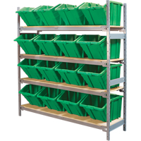 Wide Span Shelving with Jumbo Plastic Bins, Steel, Boltless, 800 lbs. Capacity, 66" W x 72" H x 18" D NRZ Safety Inc.