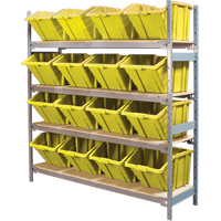 Wide Span Shelving with Jumbo Plastic Bins, Steel, Boltless, 800 lbs. Capacity, 66" W x 72" H x 18" D NRZ Safety Inc.