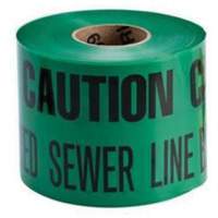Ruban d'avertissement de danger souterrain Buried Sewer Line Identoline, 6" la x 1000' lo, Noir sur vert NRZ Safety Inc.