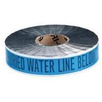 Ruban d'avertissement de danger souterrain Water Line Identoline, 2" la x 1000' lo, Noir sur bleu NRZ Safety Inc.