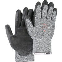 Salt & Pepper Knit Gloves With Black Palm Coating, Size Small/7, Polyurethane Coated, HPPE Shell, ANSI/ISEA 105 Level 2 NRZ Safety Inc.