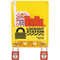 Compact Lockout Station, Thermoplastic Padlocks, 4 Padlock Capacity, Padlocks Included NRZ Safety Inc.