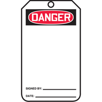 Safety Tags, Plastic, 3-3/8" W x 5-7/8" H, English NRZ Safety Inc.