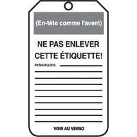 Lockout Tags, Cardstock, 3-1/8" W x 5-7/8" H, French NRZ Safety Inc.