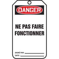 Lockout Tags, Cardstock, 3-1/8" W x 5-7/8" H, French NRZ Safety Inc.
