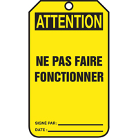 Lockout Tags, Cardstock, 3-1/8" W x 5-7/8" H, French NRZ Safety Inc.