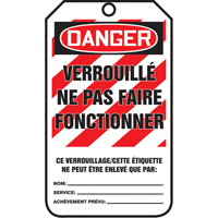 &eacute;tiquettes de verrouillage, Papier cartonn&eacute;, 3-1/8" la x 5-7/8" h, Français NRZ Safety Inc.