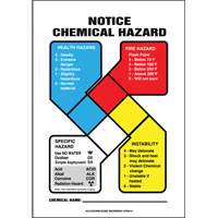 Enseigne de s&eacute;curit&eacute; de la NFPA Notice Chemical Hazard NRZ Safety Inc.