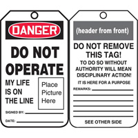 Safety Tags, Plastic, 3-3/8" W x 5-3/4" H, English NRZ Safety Inc.