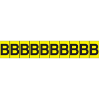 Rep&egrave;res adh&eacute;sifs &agrave; lettres individuelles, B, 1" h, Noir sur jaune NRZ Safety Inc.