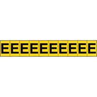 Rep&egrave;res adh&eacute;sifs &agrave; lettres individuelles, E, 1" h, Noir sur jaune NRZ Safety Inc.