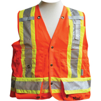 Vestes de s&eacute;curit&eacute; pour arpenteur, Orange haute visibilit&eacute;, Moyen, Polyester NRZ Safety Inc.