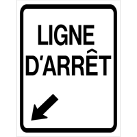 "Ligne d'Arr&ecirc;t" Roll-Up Traffic Sign, 23-3/5" x 29-1/2", Vinyl, French with Pictogram NRZ Safety Inc.