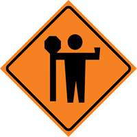 Flagman Roll-Up Sign Traffic Sign, 36" x 36", Vinyl, Pictogram NRZ Safety Inc.