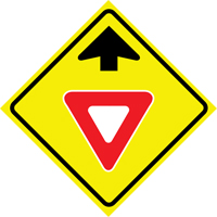 "Yield Ahead" Roll-Up Traffic Sign, 36" x 36", Vinyl, Pictogram NRZ Safety Inc.