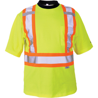 T-shirt de s&eacute;curit&eacute;, Polyester, Moyen, Jaune lime haute visibilit&eacute; NRZ Safety Inc.