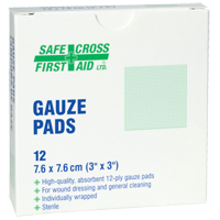 Gauze , Pad, 3" L x 3" W, Sterile, Medical Device Class 1 NRZ Safety Inc.