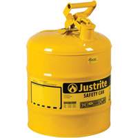 Safety Cans, Type I, Steel, 5 US gal., Yellow, FM Approved/UL/ULC Listed NRZ Safety Inc.