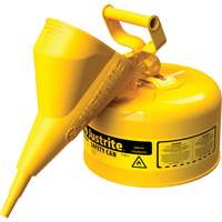 Safety Cans, Type I, Steel, 2.5 US gal., Yellow, FM Approved/UL/ULC Listed NRZ Safety Inc.