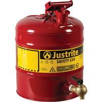 Laboratory Safety Can with Faucet, Type I, Steel, 5 US gal., Red, FM Approved NRZ Safety Inc.