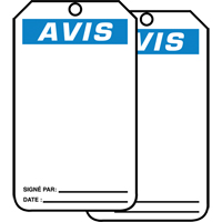 &eacute;tiquettes de s&eacute;curit&eacute; en français - &eacute;tiquettes avec ent&ecirc;ge vierge, Papier cartonn&eacute;, 3-1/8" la x 5-7/8" h, Français NRZ Safety Inc.