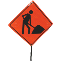 Men At Work Rolled Sign, 24" x 24", Vinyl, Pictogram NRZ Safety Inc.