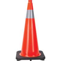 C&ocirc;ne de signalisation, 28", Orange, Bande(s) r&eacute;fl&eacute;chissante(s) 4" NRZ Safety Inc.