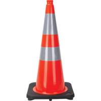 C&ocirc;ne de signalisation, 28", Orange, Bande(s) r&eacute;fl&eacute;chissante(s) 4" & 6" NRZ Safety Inc.