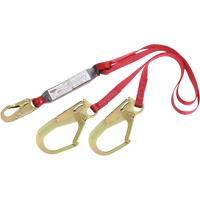 PRO Shock Absorbing Lanyards, 6', Rebar Hook Center, Snap Hook Leg Ends, Polyester NRZ Safety Inc.