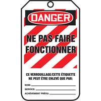 Lockout Tags, Plastic, 3-3/8" W x 5-5/8" H, French NRZ Safety Inc.