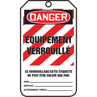 Lockout Tags, Cardstock, 3-3/8" W x 5-7/8" H, French NRZ Safety Inc.