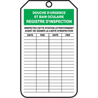 &eacute;tiquettes de s&eacute;curit&eacute; d'inspection et de contr&ocirc;le de l'&eacute;tat de l'&eacute;quipement, Plastique, 3-1/8" la x 5-7/8" h, Français NRZ Safety Inc.