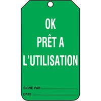 &eacute;tiquettes de s&eacute;curit&eacute; d'inspection et de contr&ocirc;le de l'&eacute;tat de l'&eacute;quipement, Papier cartonn&eacute;, 3-3/8" la x 5-7/8" h, Français NRZ Safety Inc.