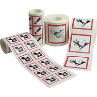 &eacute;tiquettes avec pictogrammes SGH, Vinyle, Rouleau, 4" lo x 4" la NRZ Safety Inc.