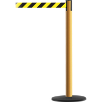 Montant pour syst&egrave;me Advance TensaBarrier, Acier, 36" h, Ruban Noir/Jaune, Longueur du ruban 7,5' NRZ Safety Inc.