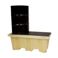 Nestable 2-Drum Poly-Spillpallet With Drain, 66 US gal. Spill Capacity, 51" x 26" x 21" NRZ Safety Inc.