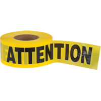 "Attention" Barricade Tape, Bilingual, 3" W x 1000' L, 2.5 mils, Black on Yellow NRZ Safety Inc.