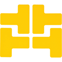 Floor Corner Marks, T, 5" L x 2" W, Yellow, Polyester NRZ Safety Inc.
