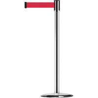 Montant pour barri&egrave;re Slimline TensaBarrier, Acier, 38" h, Ruban Rouge, Longueur du ruban 7,5' NRZ Safety Inc.