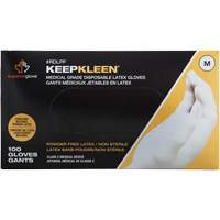 Gants jetables de calibre examen m&eacute;dical KeepKleen, Grand, Latex, 5 mils, Sans poudre, Blanc, Classe 2 NRZ Safety Inc.