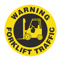 Panneau de signalisation au sol  Warning Forklift Traffic , Adh&eacute;sif, Anglais avec pictogramme NRZ Safety Inc.