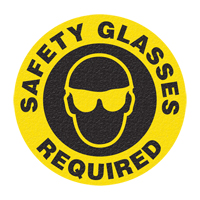 Panneau de signalisation au sol  Safety Glasses , Adh&eacute;sif, Anglais avec pictogramme NRZ Safety Inc.