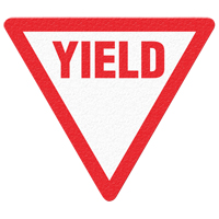 Panneau de signalisation au sol  Yield , Adh&eacute;sif, Anglais avec pictogramme NRZ Safety Inc.