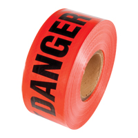 Reinforced Grade Barricade Tape, English, 3" W x 500' L, 5 mils, Black on Red NRZ Safety Inc.