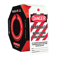 Tags By-The-Roll Lockout Tags, Plastic, 3" W x 6-1/4" H, French NRZ Safety Inc.