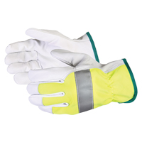 Gants de conducteur haute visibilit&eacute; avec bandes r&eacute;fl&eacute;chissantes Endura, Grand, Paume en Cuir fleur de ch&egrave;vre NRZ Safety Inc.
