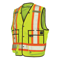 Surveyor Safety Vest, High Visibility Lime-Yellow, X-Large, Polyester NRZ Safety Inc.