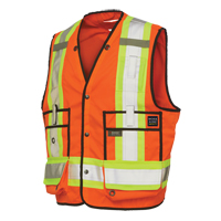 Surveyor Safety Vest, High Visibility Orange, Large, Polyester NRZ Safety Inc.